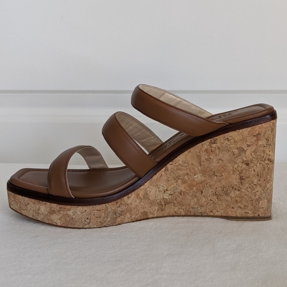 Jimmy Choo Athenia Sandal Strappy Slide Platform Wedge Open Toe Brown EU39 9 NIB - Picture 2 of 16